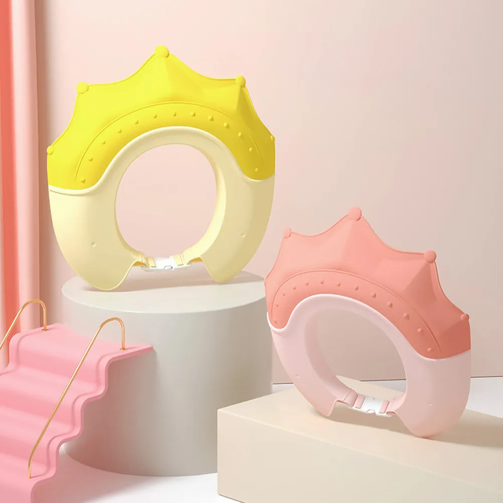 

2pcs Silicone Hair Washing Hat For Toddlers Waterproof Baby Bath Cap Adjustable Kids Shower Hat For Haircut Eye Protection