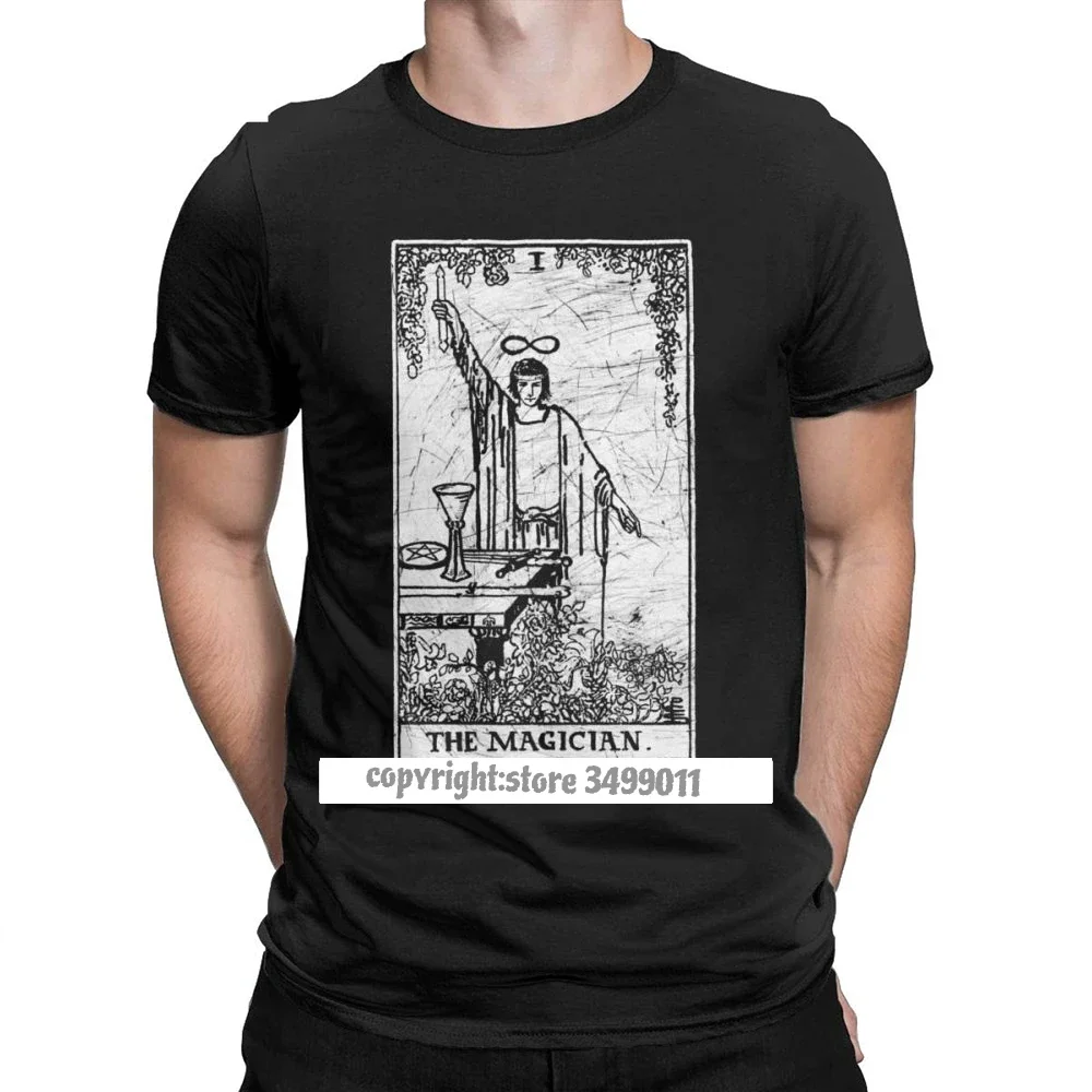 The Magician Tarot Card Major Arcana tune Telling Occult T-Shirt Men Novelty Cotton Tee Shirt Harajuku Fitness Loose T Shirts