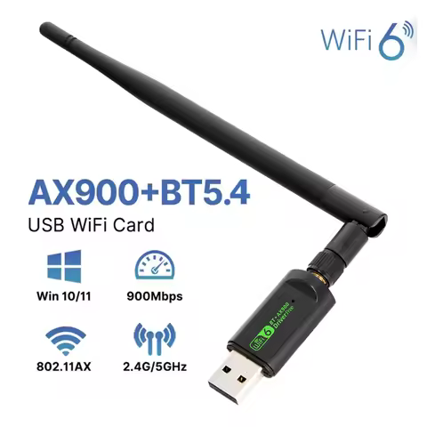 WiFi Adapter AX900 5dBi Antenna 5G&amp;2.4G Dual Band WiFi6 Dongle for Desktop PC Windows USB Ethernet Wireless Network Card