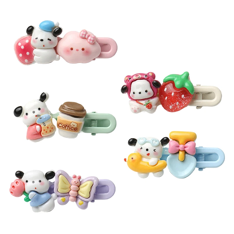 Pochacco-Pince à cheveux de dessin animé pour femmes et filles, pince à frange polyvalente, accessoires de cheveux drôles, cadeaux mignons, mode douce