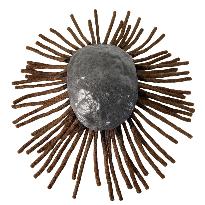 Malaysisches Echthaar-System, Ombre, zweifarbig, Farbe T2/30, 20,3 cm, Dreadlocks, Toupet, Knoten, PU, 6 x 9, Poly-Haut-Einheit für Schwarz