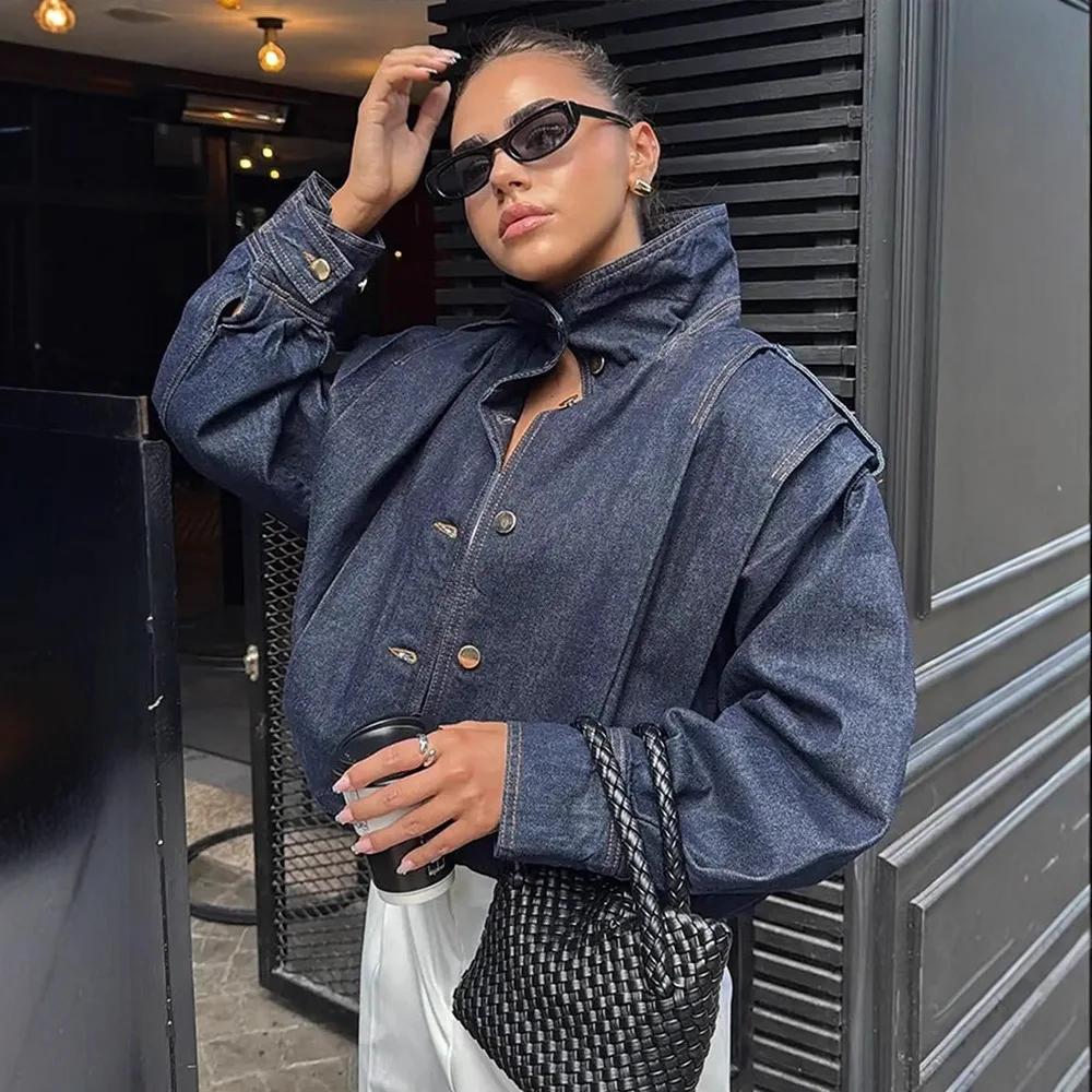 

Women's Coat Street Style Single Breasted Design Lady Short Jacket Autumn Winter Fashion Temperament Stand Collar Female Jacket