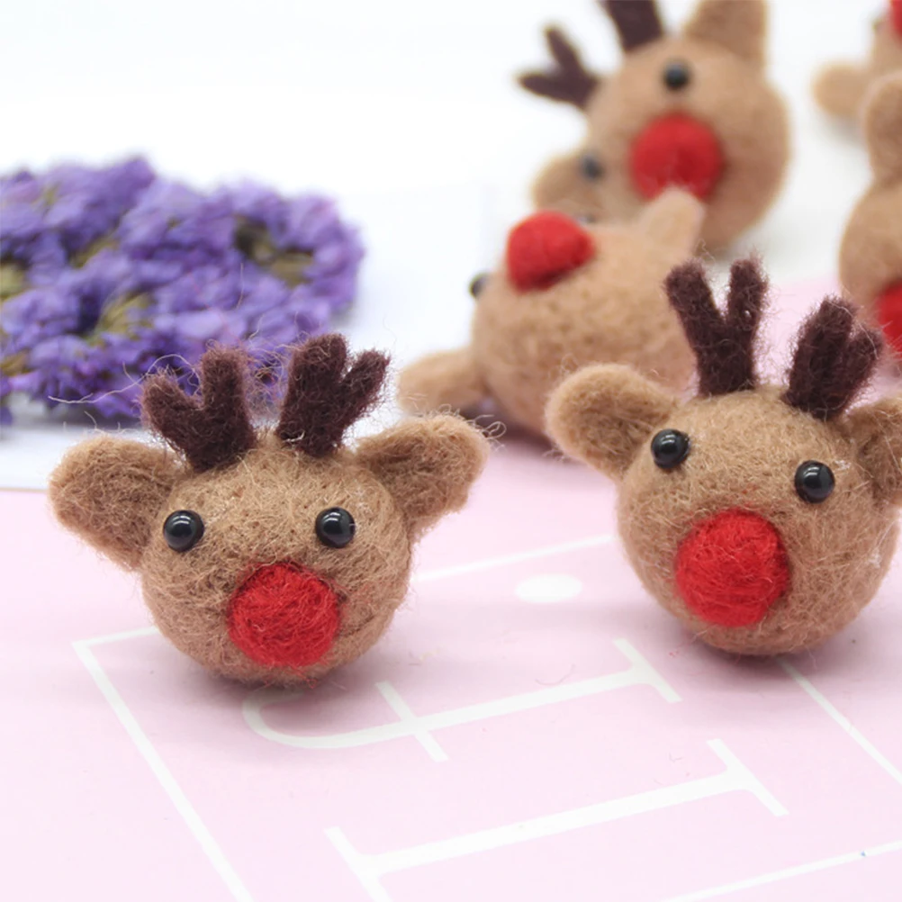 

5pcs Lovely Felt Breastpins Handmade Christmas Craft Brooch Decorations For Hat Scarf Bag Shoes Party Accessories Brown Color