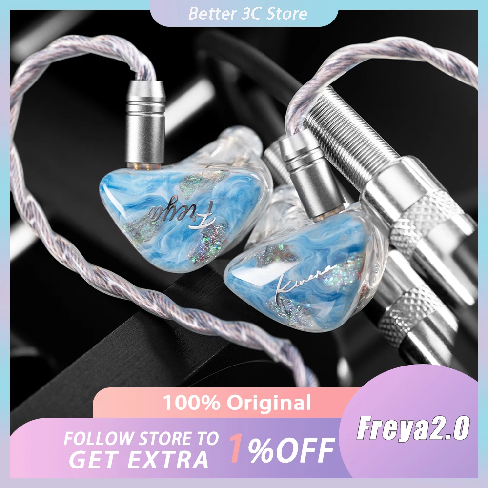 Kinera Freya2.0 In-Ear Wired Earphones Transparent Resin Casting Custom Cable Desmontable De 0.78mm 2 Pines Hifi Headphones Gift