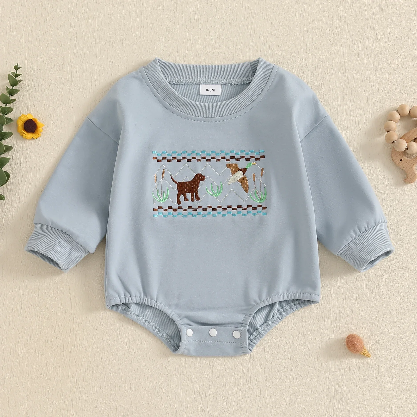 

Infant Baby Girls Boys Long Sleeve Jumpsuit Animal Embroidery Sweatshirt Romper Winter Fall Clothes Children Bodysuits Outfits