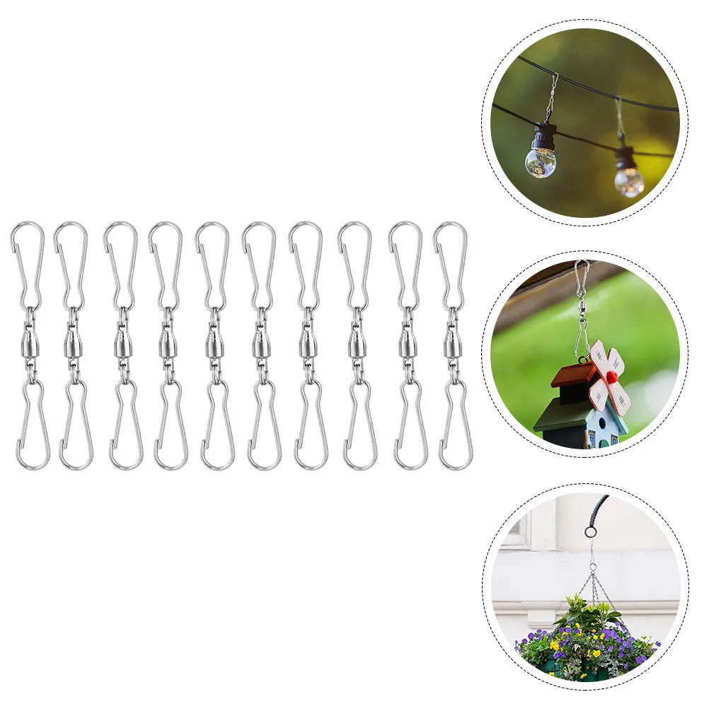 

10Pcs Windsock Clips Dual Swivel Hooks 360 Degree Rotatable Hanging Hooks for Wind Chimes Bird Feeders Plants Outdoor Garden