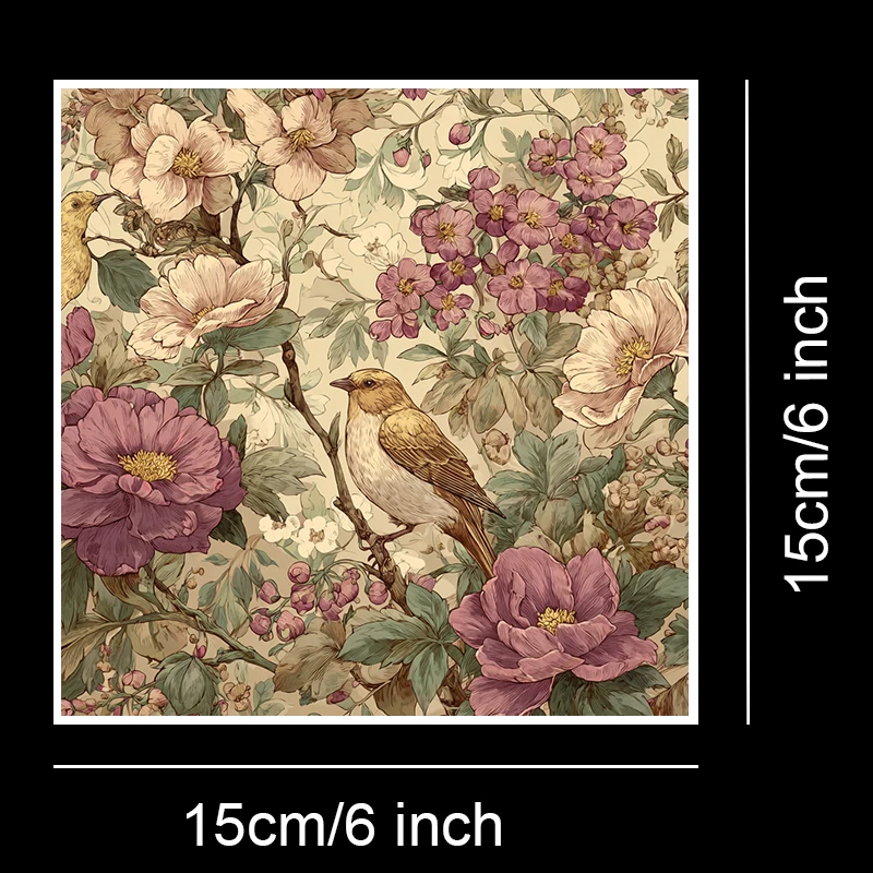 Zestaw papierów vintage do scrapbookingu (36 arkuszy, 15x15 cm): Do junk journalów, planerów, tworzenia kartek i dekoracji DIY