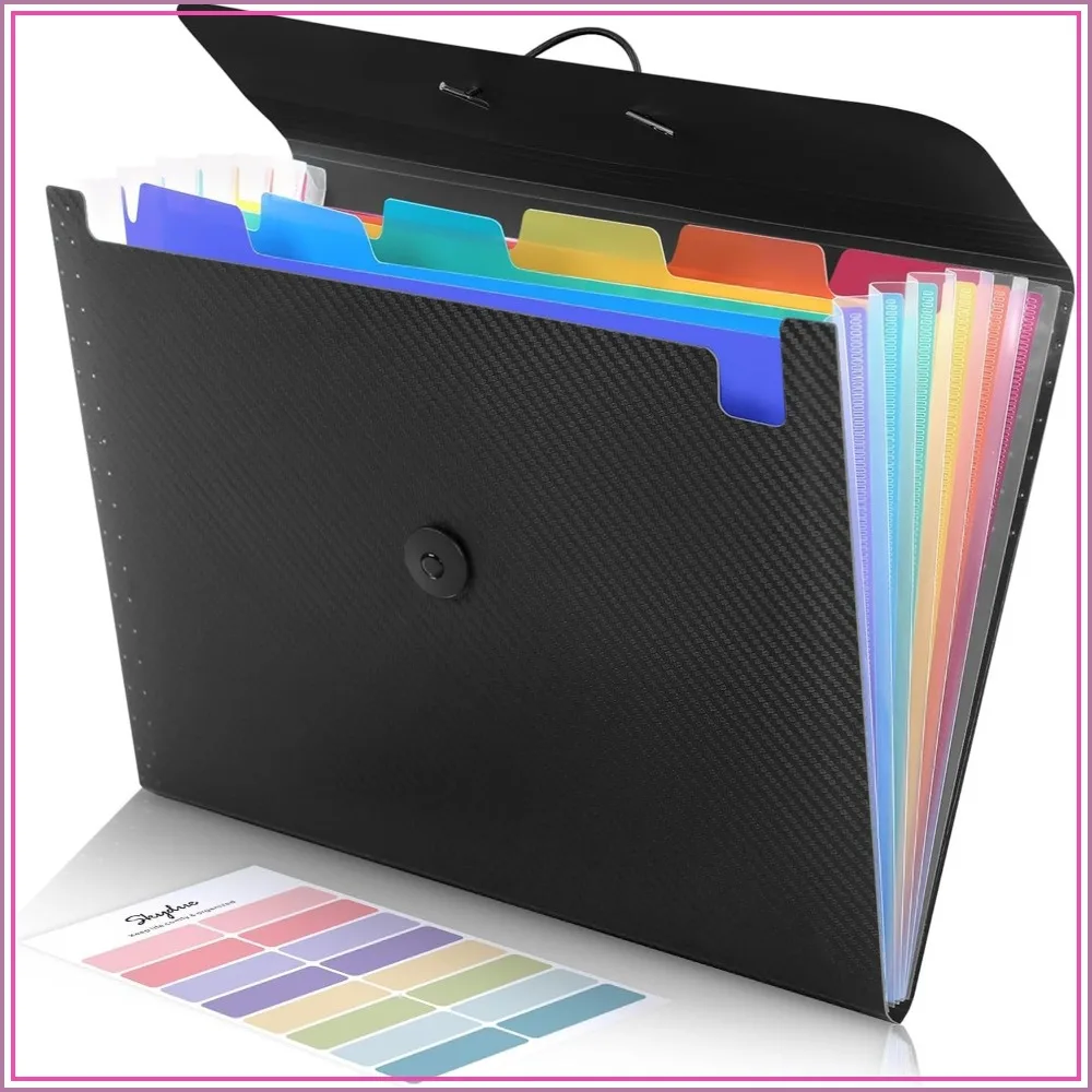 

7-Pocket Expanding File Folder, Letter/A4 Size Accordion Organizer for Bills, Receipts, Documents, Portable Office School Supplies, Black