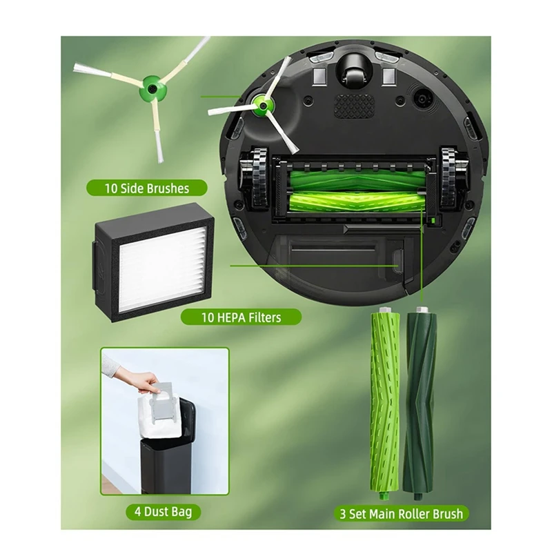 ملحقات بديلة للمكنسة الكهربائية لـ Irobot ، و Roomba E ، و I ، و J Series ، و I7 ، و J7 Plus ، و I3 ، و I4 ، و E5 ، و E6