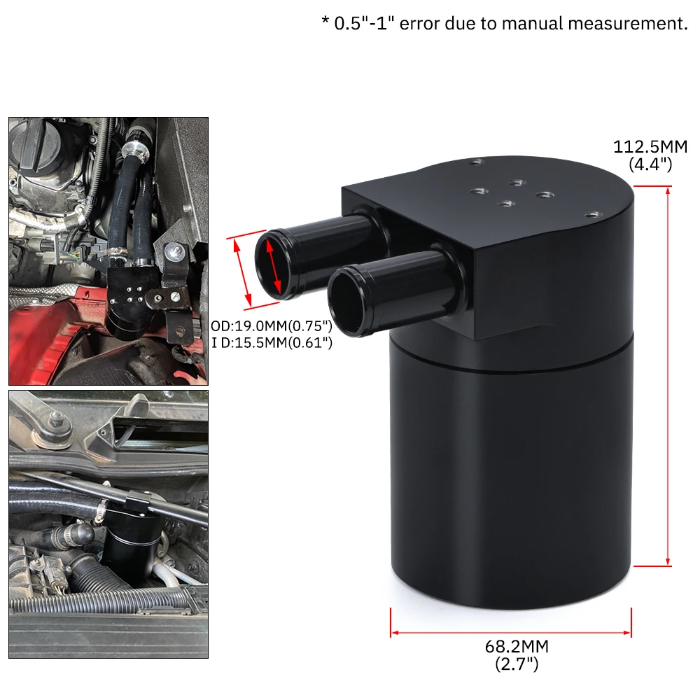 งงงันBilletอลูมิเนียมถังน้ำมัน/รอบสามารถReservoir Turboจับน้ำมันสามารถ/สามารถจับสำหรับBMW/VW/AUDI 19 มม.VR-TK60