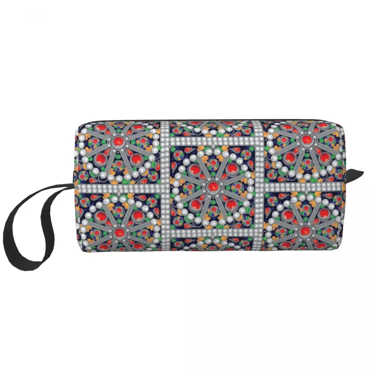 Travel Tafzimth Kabyle Fibula Toiletry Bag Portable Geometric Ethnic Berber Cosmetic Makeup for Beauty Storage Dopp Kit Case