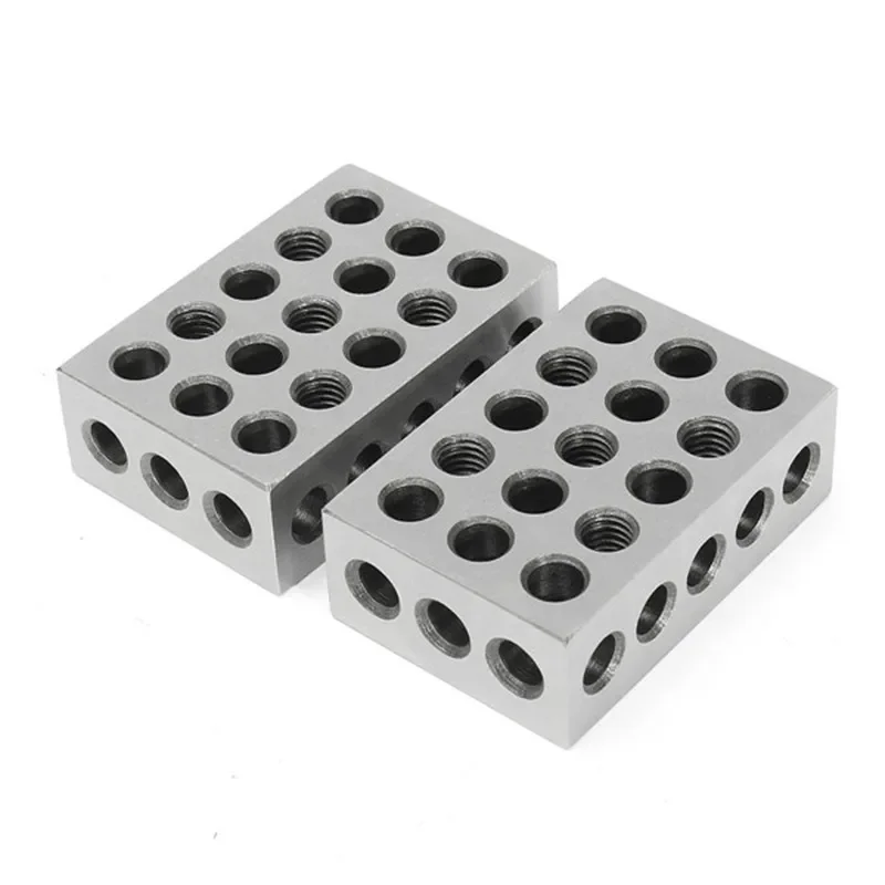 2Pcs 23 Holes Precision Blocks Hardened Steel 1-2-3 Blocks 0.0001