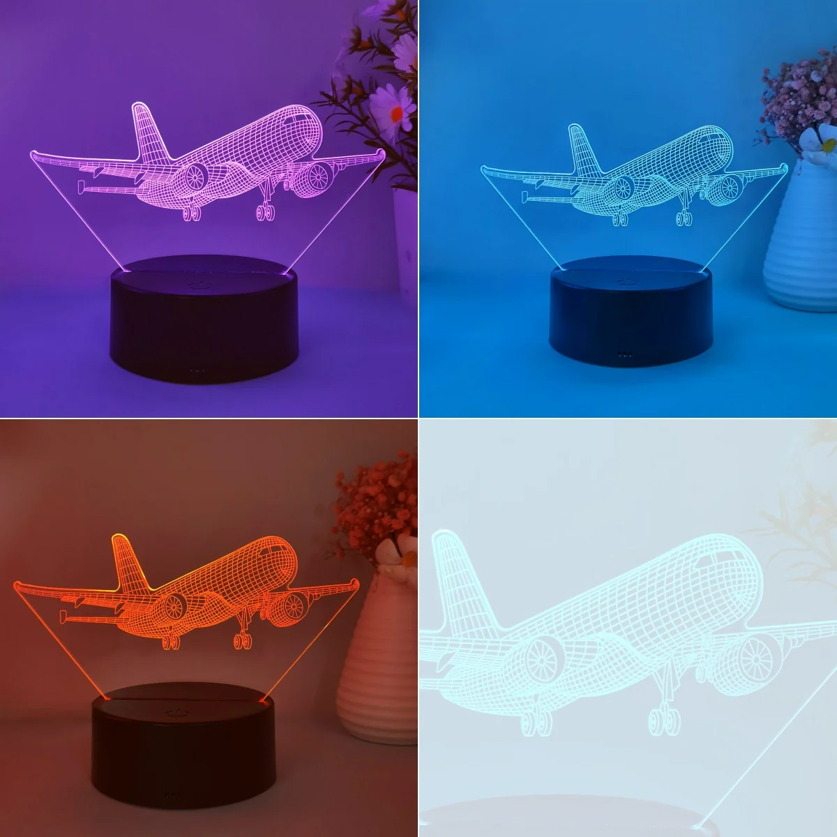 1pc aircraft model 3D night light, USB interface, flying enthusiasts collection of gift table lights, holiday decorative lights.