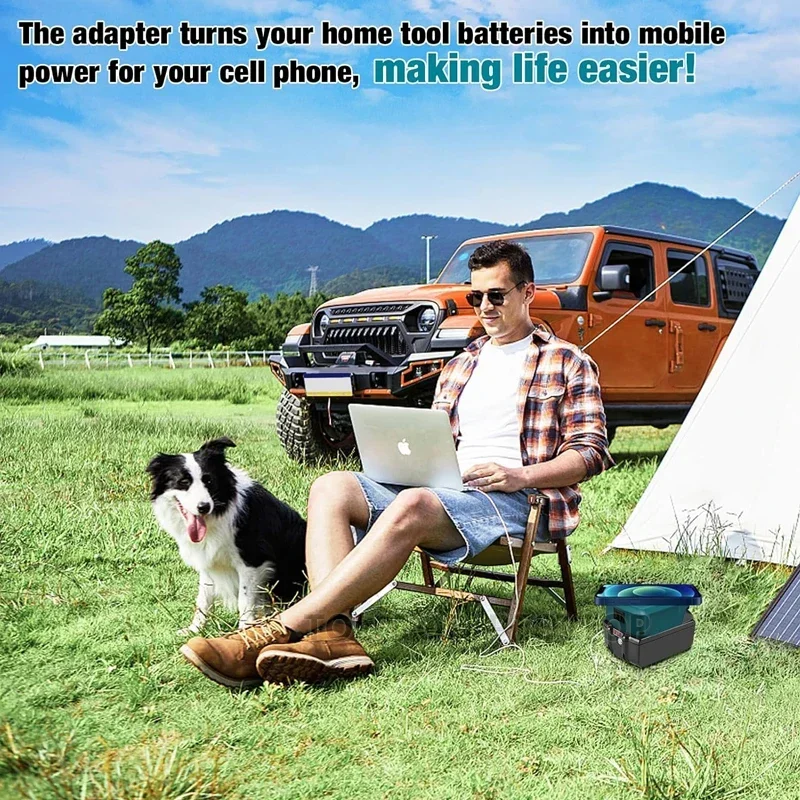 For Makita/Dewalt/Milwaukee18V Li-ion Battery Wireless Phone Charger USB Adapter TYPE-C Port Fast Charging Portable Power Bank