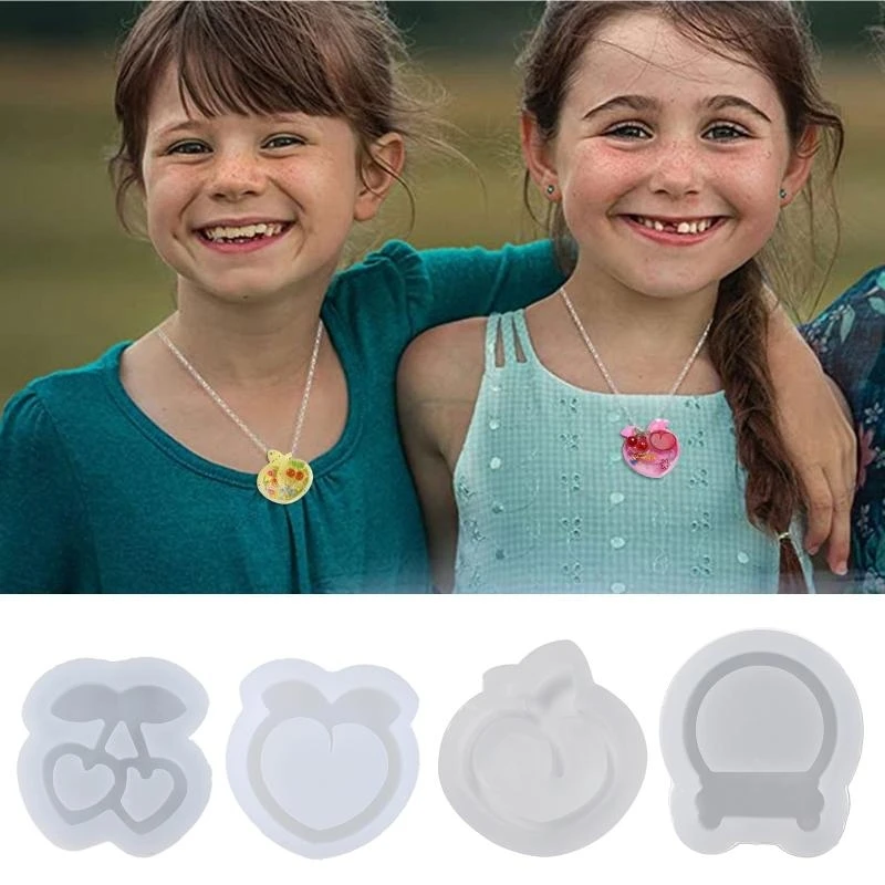 مرنة سيليكون دبوس الشعر قلادة قالب الرمل السائل المفاتيح الملحقات قالب جميل فاكهة الكرز شكل قالب مجوهرات #6