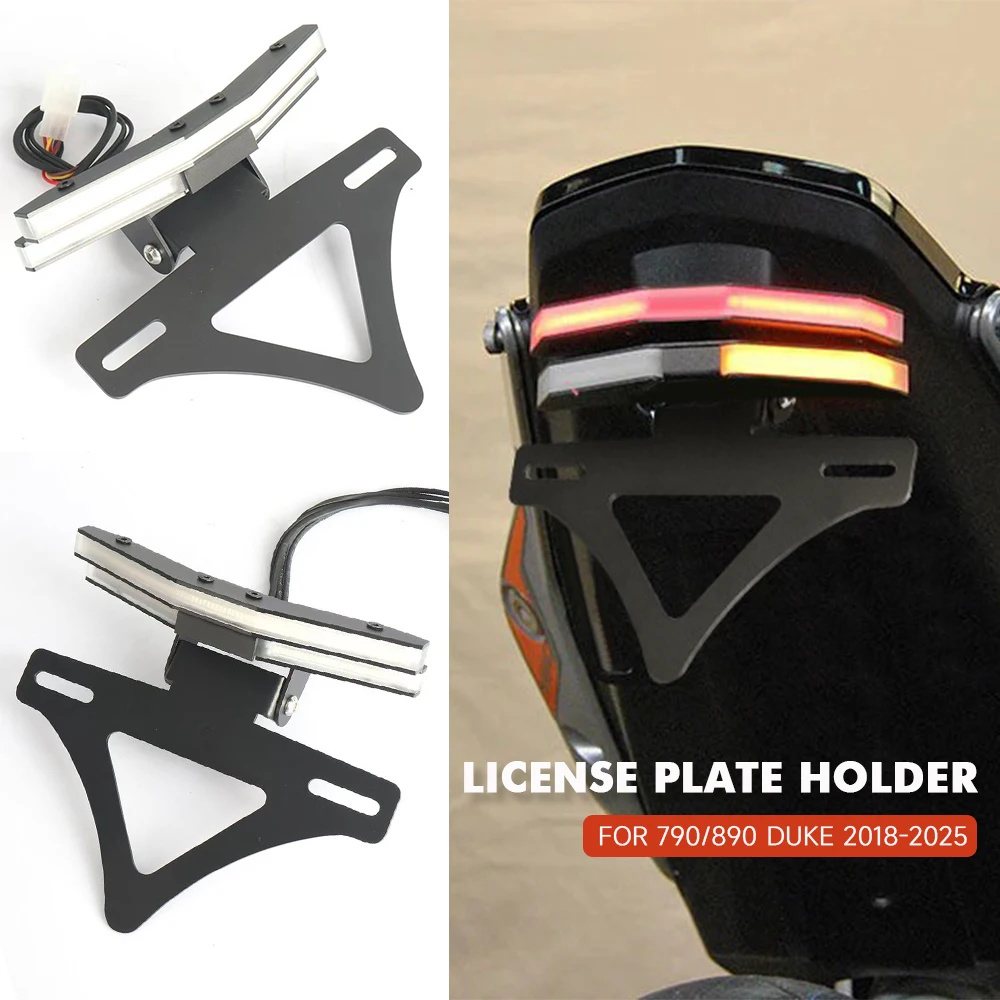 

Motorcycle Turn Signal Light For 790 890 Duke 2018-2025 License Plate Holder Rear Short Tail Tidy Integrated License Plate Frame
