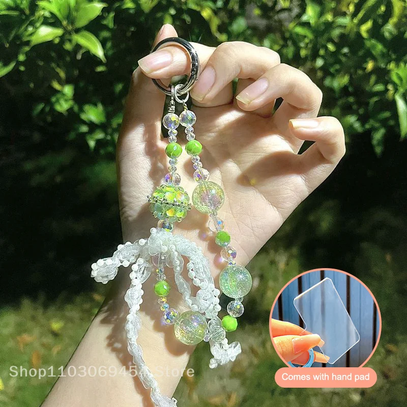 

Ins Stylish Bow Beaded Phone Lanyard Korean Aesthetic Phone Chain Bracelet Keychain Anti Lost Mobile Phone Strap Camera