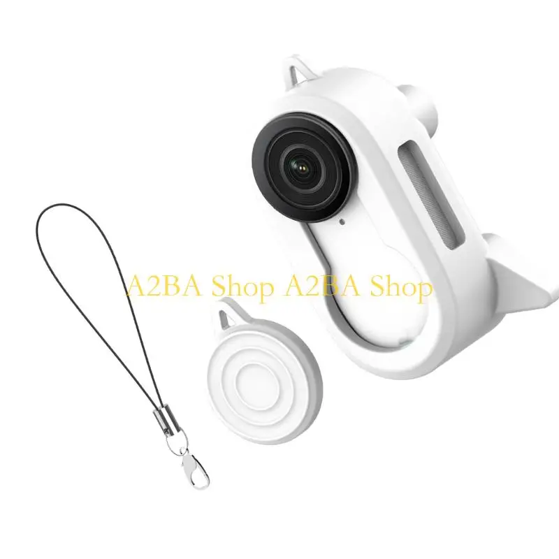 A2BA Wearable Camera Cover for GO 3S with Silicone Case Set, Lens Cap, Lanyard, Rear Stand and Side Cutouts Shockproof