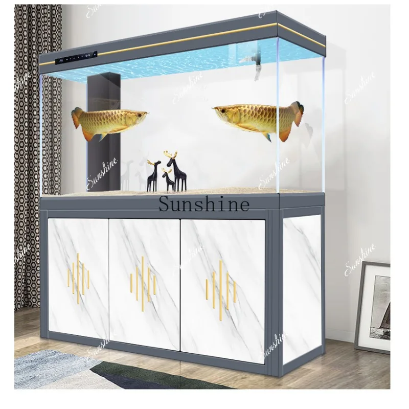 Living room large floor-to-ceiling household entrance ecological screen golden dragon fish tank customization  FT