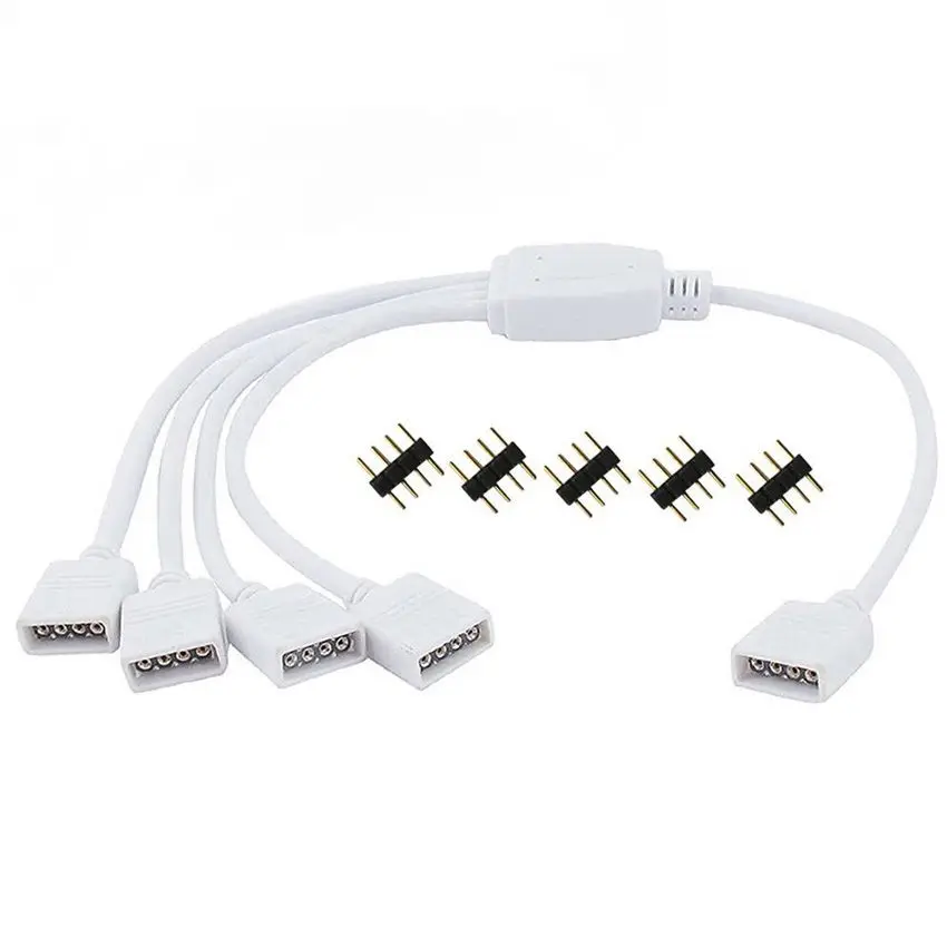 4-poliger RGB-LED-Streifen-Stecker 1 zu 1 2 3 4 5 Stecker Stromverteilerkabel 4-poliger Nadel-Buchsenstecker Kabel für RGB-LED-Streifen