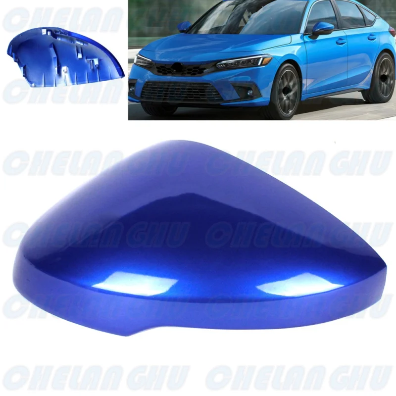 

Left Side Blue Painted Rear Mirror Housing Cover Cap with turn signal Hole for Honda US version Civic 2022-2023