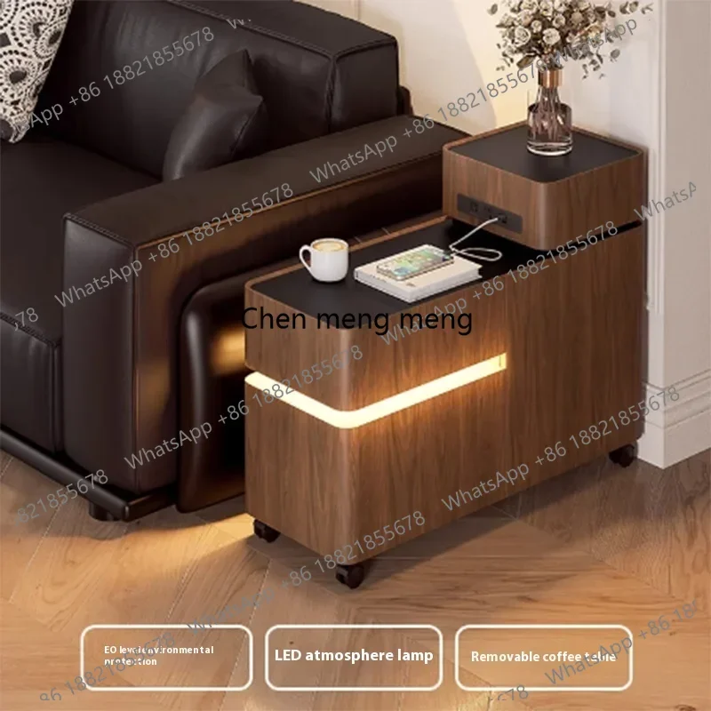 Outlets Wheels Italian End Table Drawer European Lamp Outlets Design Living Room Side Table Corner Modern Salontafel Furniture