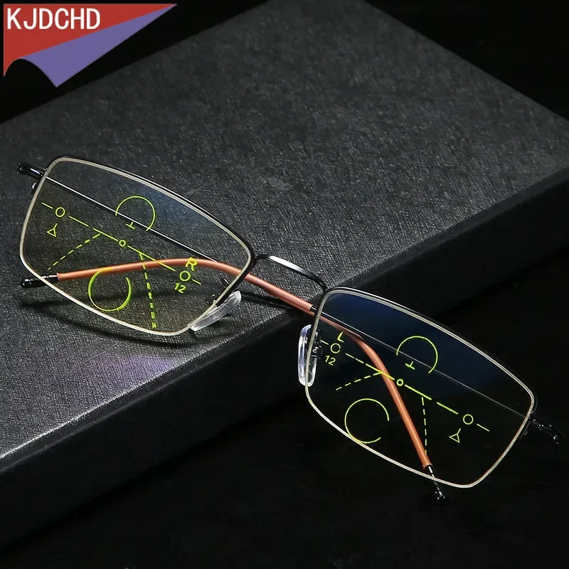 

Titanium Alloy Frame Anti-fatigue Lens Men Women Progressive Multifocus Reading Glasses Add +1.0 +1.50 +2.00 +2.50 To +4.00