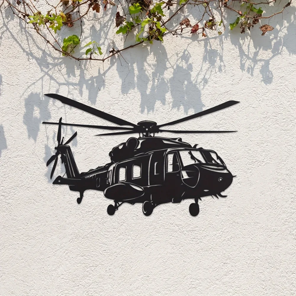 CIFBUY Iron Wall Art Helicopter Metal Sign Waterproof For Home Indoor Outdoor Decor Rustic Hanging Plaque