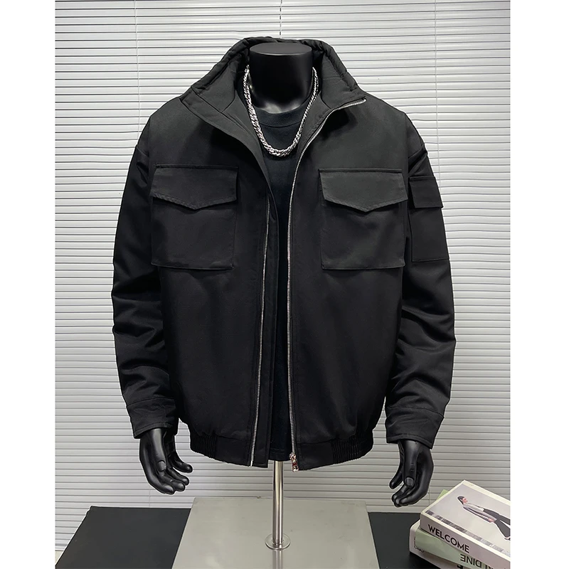 

Мужская зимняя куртка из хлопка с защитой от износа, премиум-класса, в стиле рабочей одежды, с воротником-стойкой, пилотская, утепленная, свободного кроя