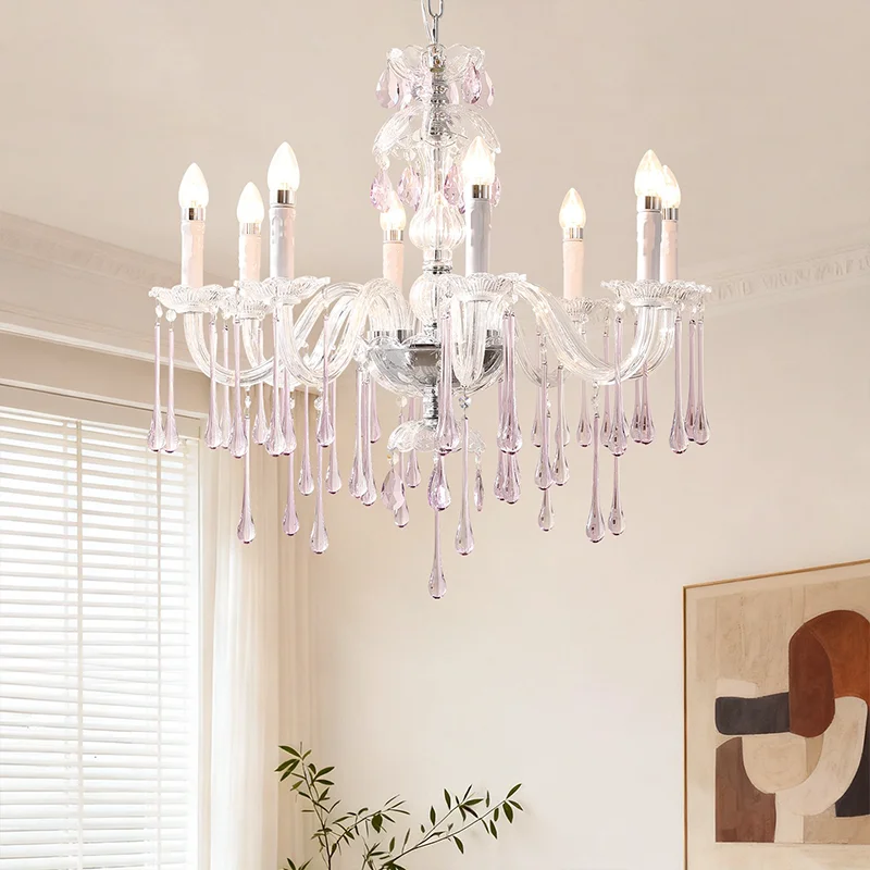 Luxury European Candle E14 Chandelier Living Room Lustre Crystal Led Pendant Lights Home Decor Led Luminarias Glass Arm Lighting