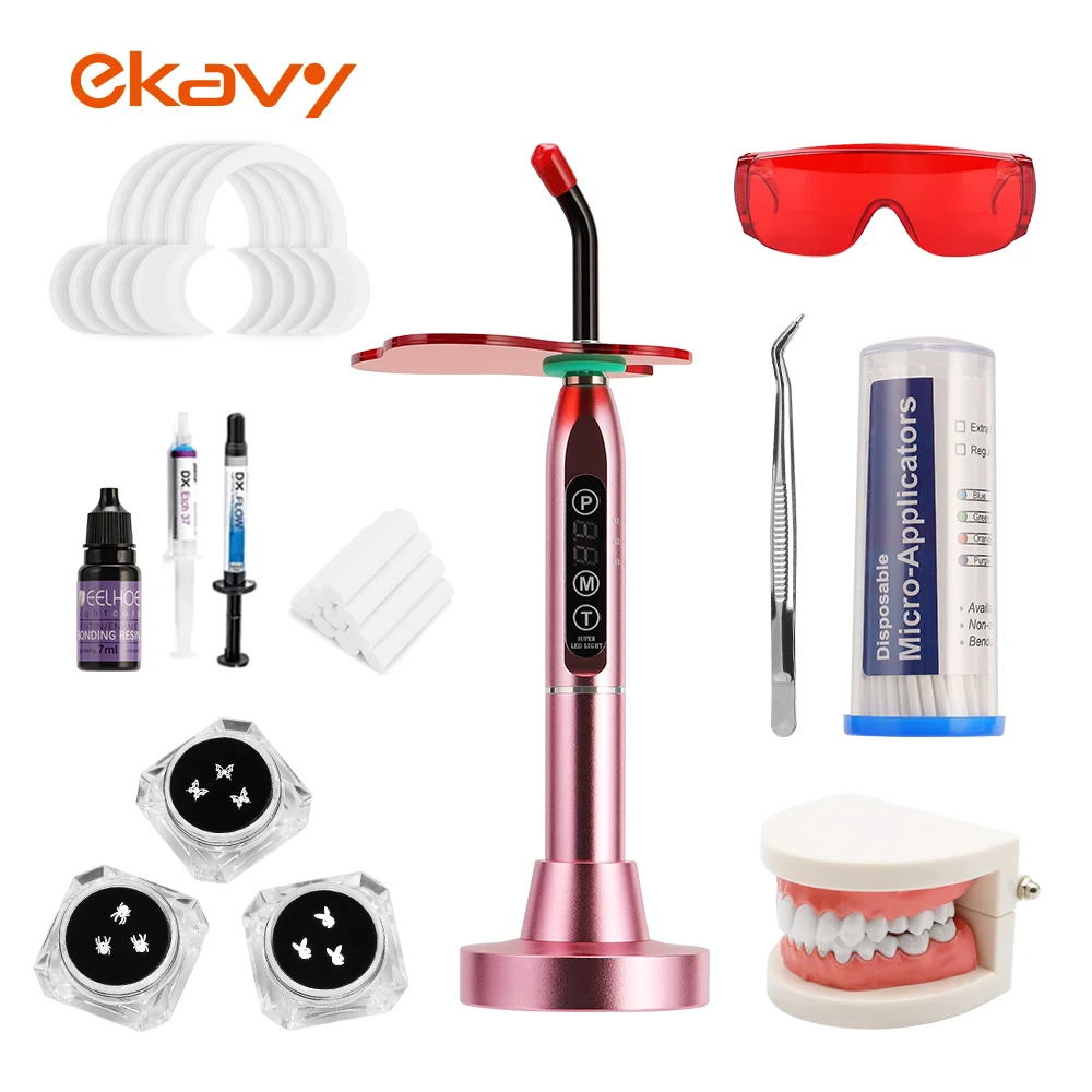 Professional Dental Students & Salons Beginner Tooth Gem Kit with Oral Therapy Equipments Led Curing Light