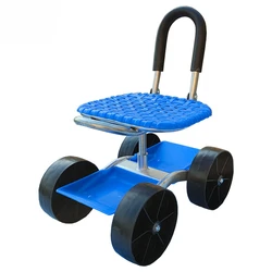 New Garden Work Artifact Agricultural Small Stool Mobile Seat with Wheel Lazy Man Car Picking Rotating Tool Cart