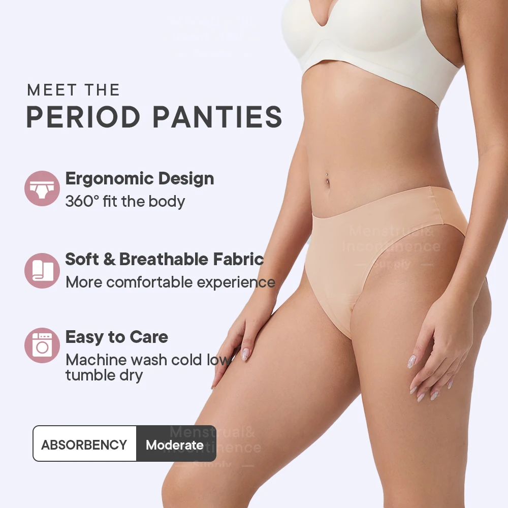 Bragas menstruales sin costuras para mujer, protección a prueba de fugas de 4 capas, bragas menstruales, absorción pesada, transpirables y reutilizables