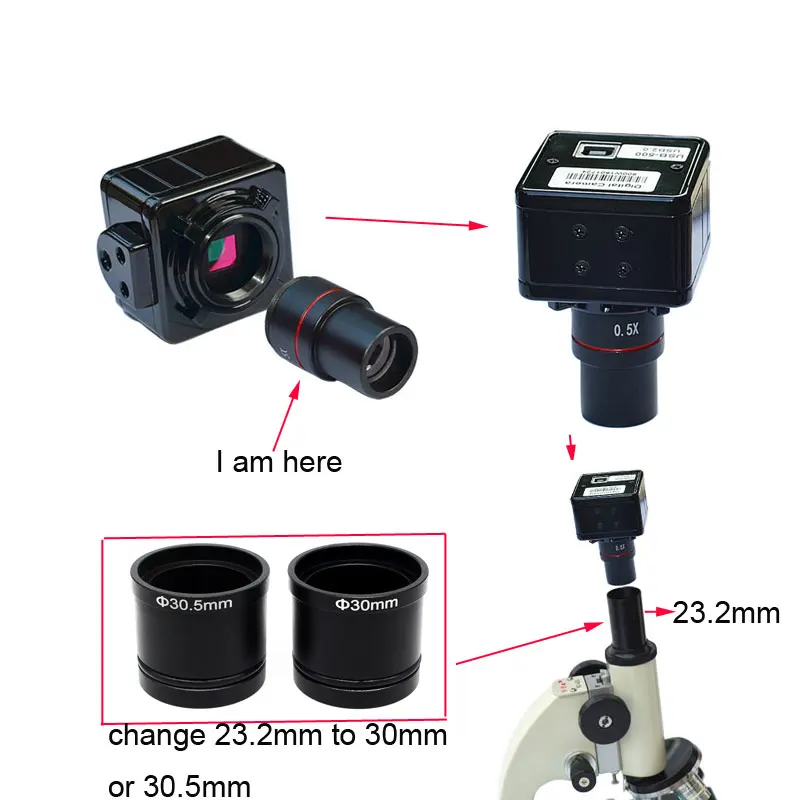 0.5X L43 Digital Microscope Camera Reduction Relay Lens C-mount Optical Microscope Eyepiece Adapter for Connecting Camera