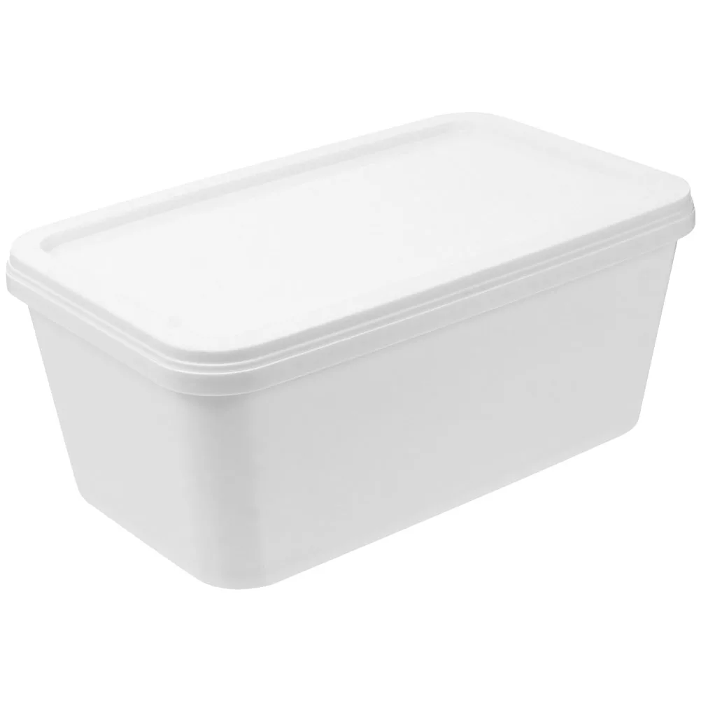 

Ice Cream Box Plastic Tub Freezer Containers Food Extra Large Pp Quart White Rectangle Lid Sealed Storage Kitchen Fruit Noodle
