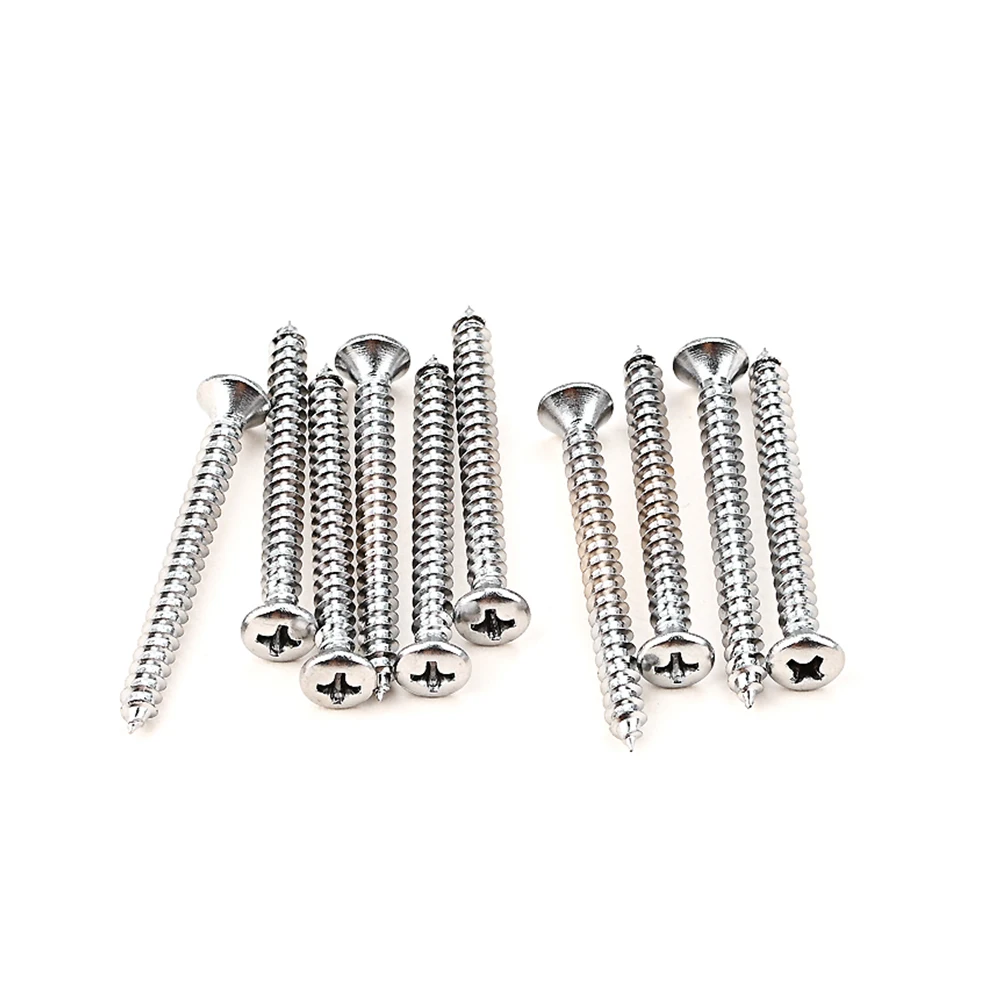 

10Pcs Guitar Neck Plate Screw Stainless Steel Reinforcement Plate Hardware Sturdy Metal Screws for Electric Guitar Bass Repair