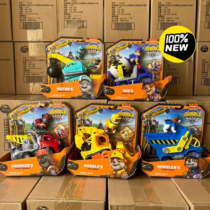 

100% натуральная оригинальная коробка Rubble & Crew, экшн-фигурка, грузовик, игрушка, мотор-колесо, микс, зарядное устройство, детская игрушка, подарок на день рождения