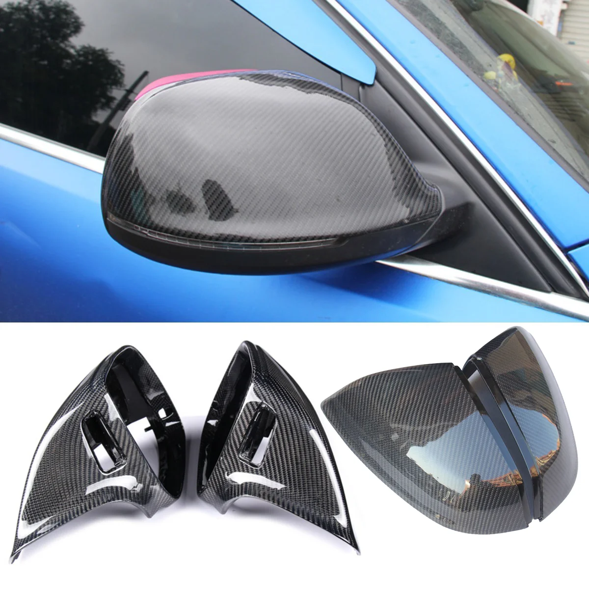 

Suitable for Audi 2010-2017 Q5 SQ5 2010-2017 Q7 SQ7 ABS + Carbon Fiber Rearview Mirror Shell Cover Reversing Mirror Cover