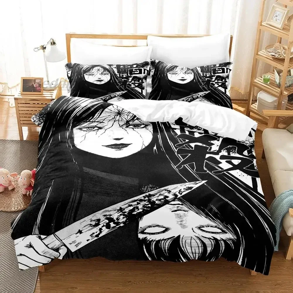 Man Manga Junji Ito Bedding Set Single Twin Queen Full King Size Bed Set Aldult Kid Bedroom  3D Printed Duvetcover Sets