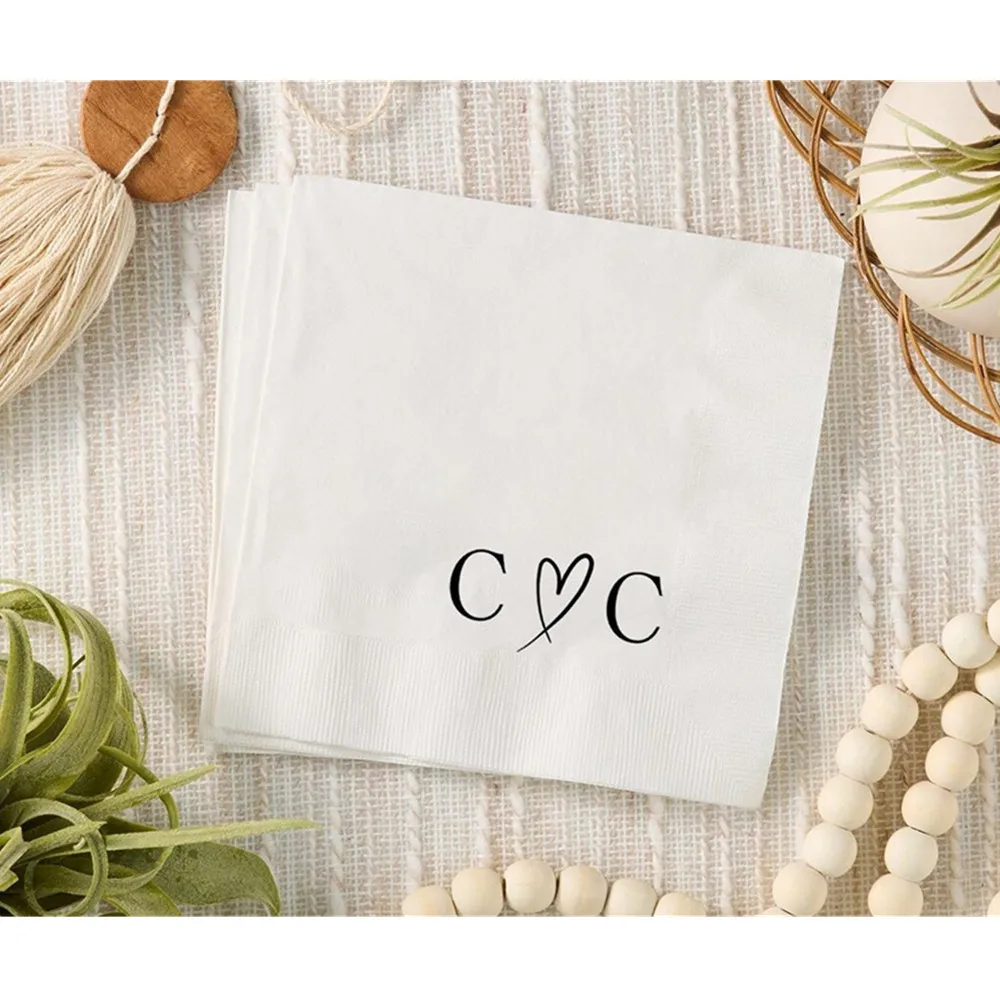 50PCS Personalized Bold Monogram Initials Wedding Napkin - Unique Napkins for Wedding, Monogram Napkins Cocktail Napkins | Simpl