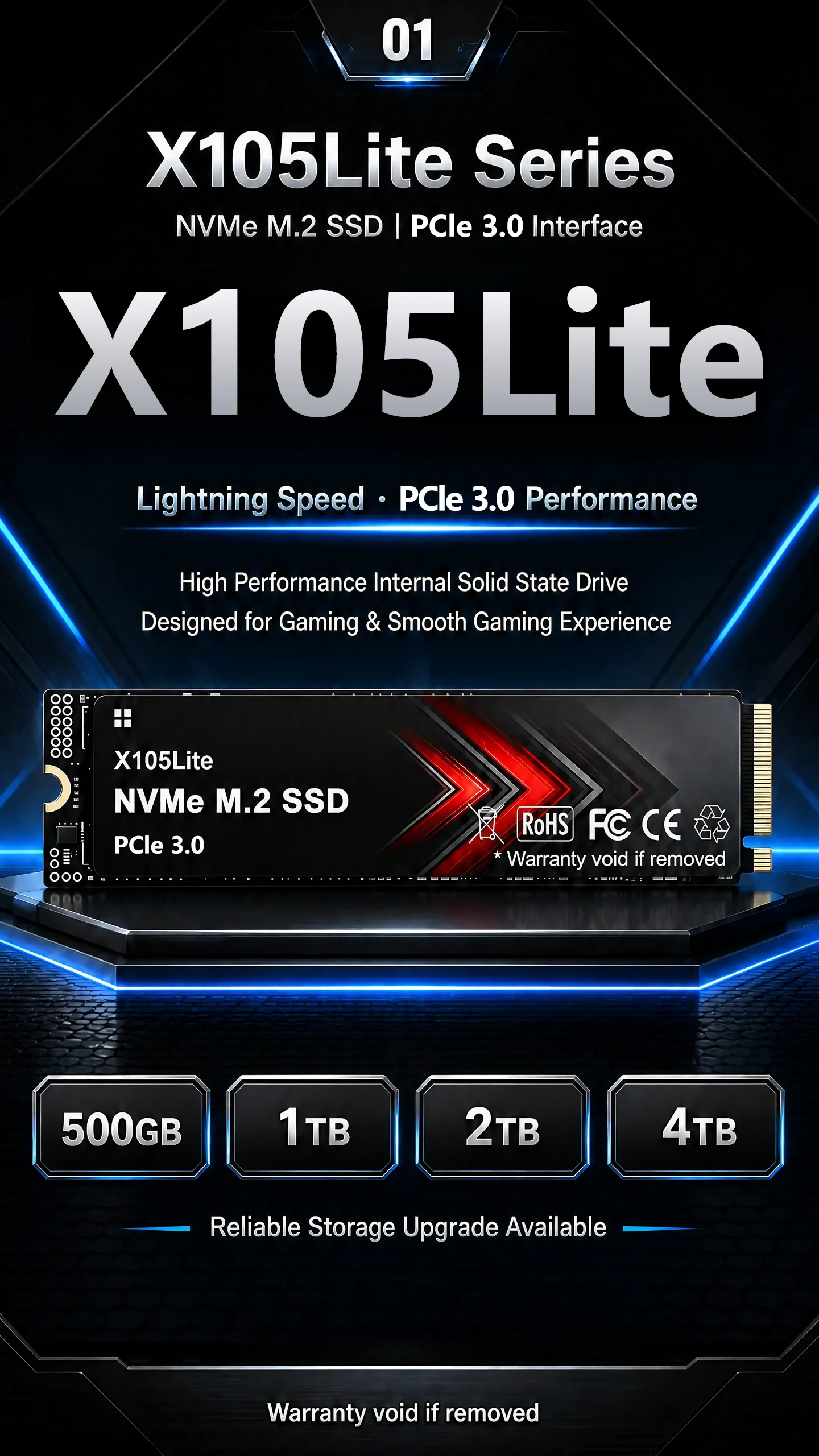 X105Lite NVMe M.2 SSD, 2TB/4TB/1TB, Fast Internal Drive, Gaming Laptops, Desktops, Notebook, PC, Computer, Pro Speed Turbo Max.