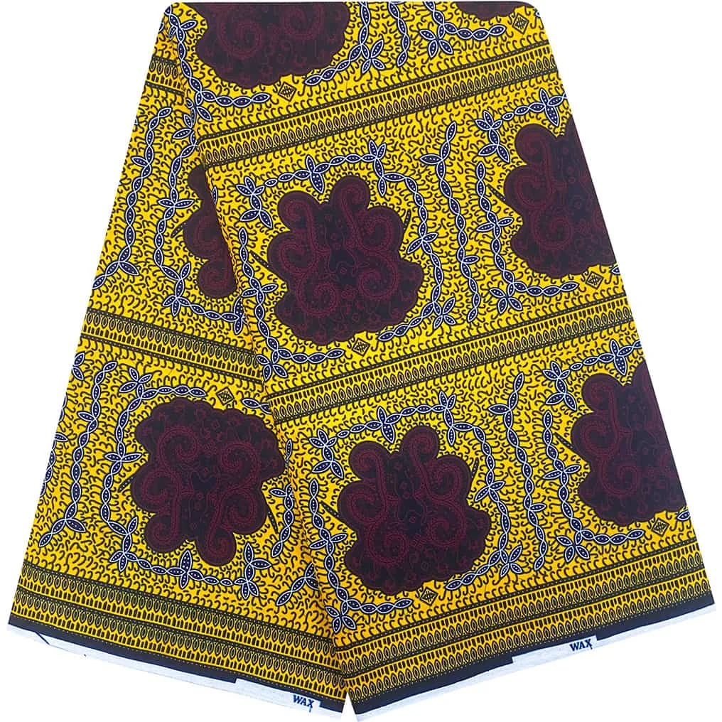 Eleganter Stoff für ethnische Kleidungsstücke aus 100 % Baumwolle mit afrikanischem Aufdruck, Wachs und wachsbeständigem Färben