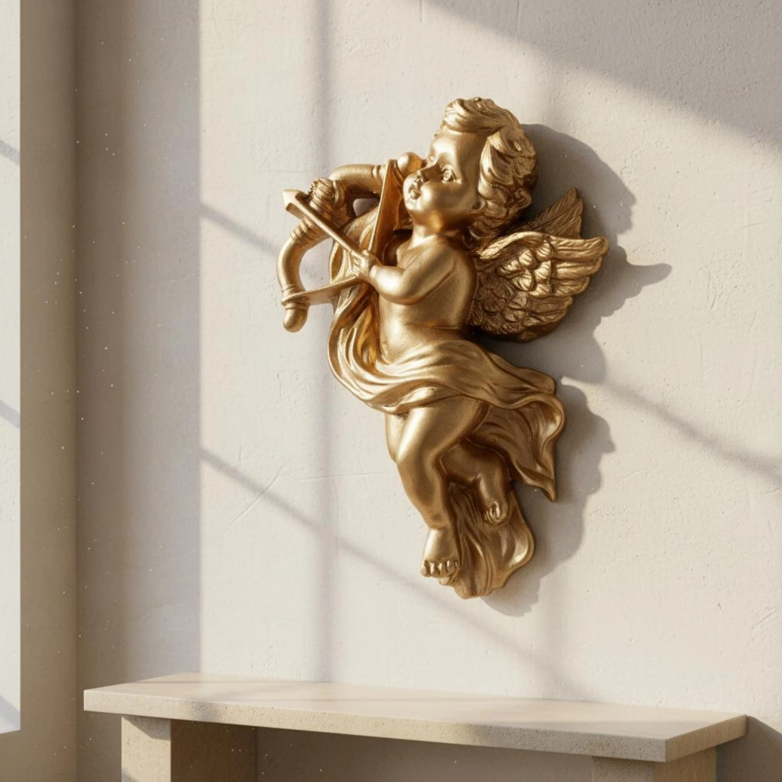 

Cherub Wall Ornament Resin Gold Angel Ornament Room Decoration Hanging Decorative