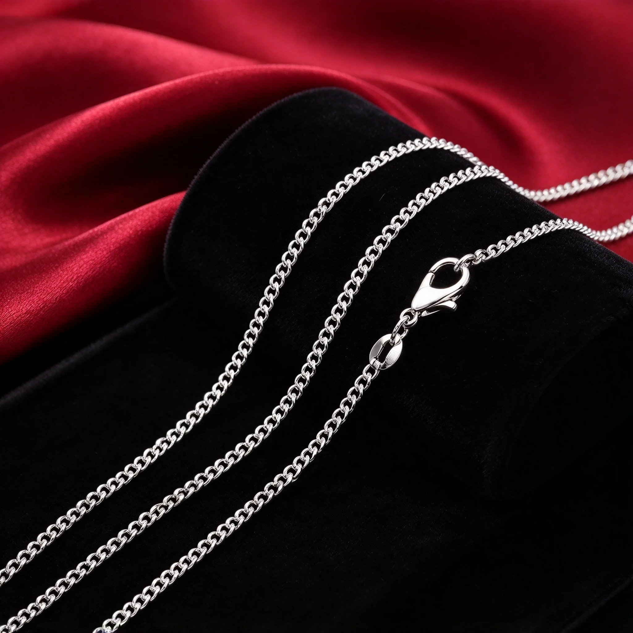 Gold Silver Flat Chain Necklace 2MM String 16-30 Inches Adjustable for Women Men High Quality Jewelry Gift