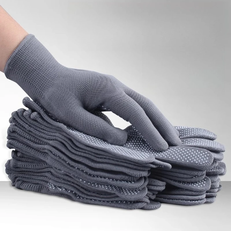 24 pairs Nylon Dispensing Non-slip Wear-resistant Labor Gloves PVC Beads Drivers Drive To Carry Thin Glue.