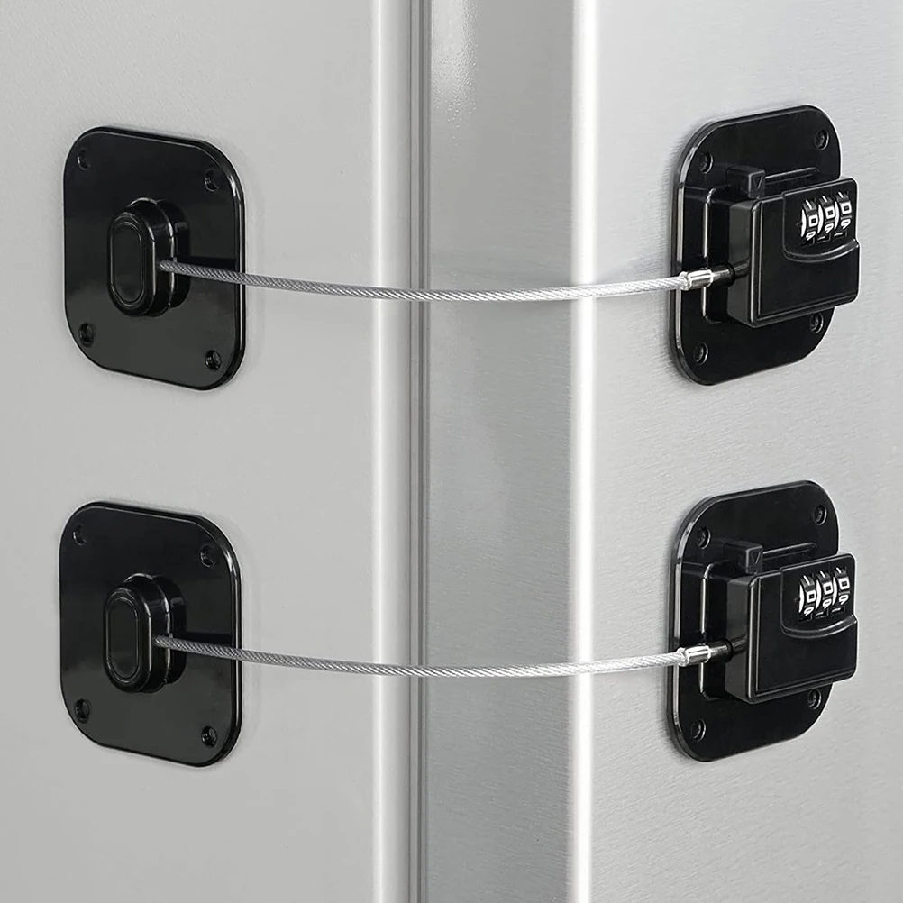 

2pcs Refrigerator Fridge Door Freezer Combination Safety Cabinet Locks Drawer Locks For Adults Durable Stainless Steel Abs Pvc