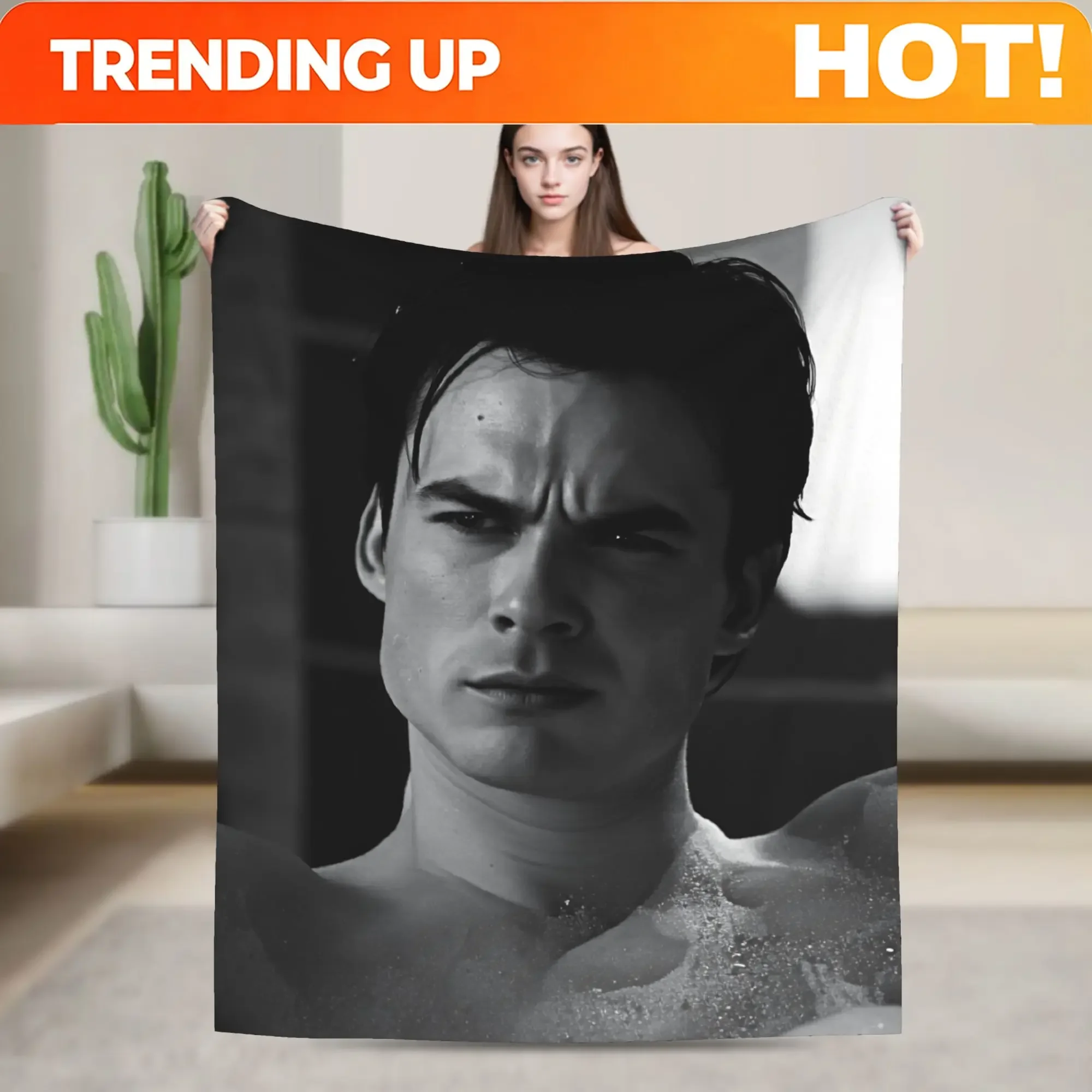 Custom Damon Salvatore The Vampire Diaries Flannel Blanket Super Soft Bedding Throws For Boy Girl Home Decor Bedspread Sofa Bed