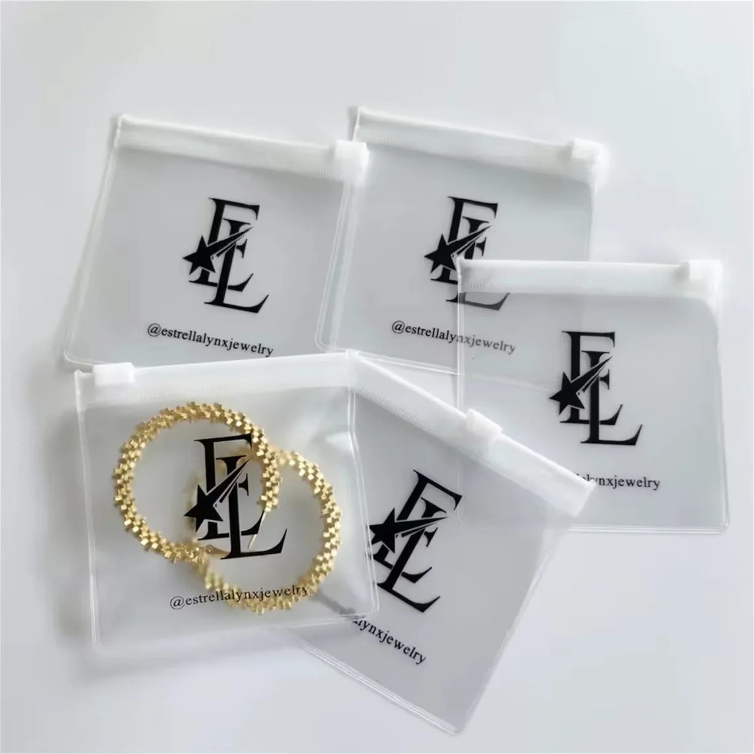 

100 custom jewelry pouch, pvc transparent zipper bag，customized high-quality jewelry packaging, custom jewelry bag with you log