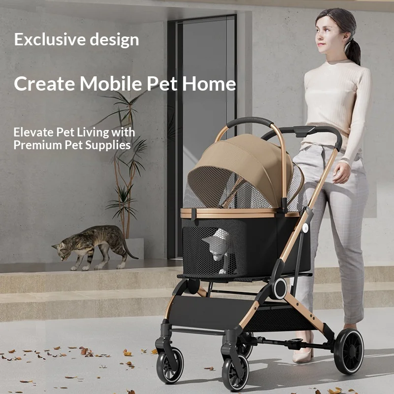Plastic Lightweight Foldable Detachable Pet Stroller for Dogs Cats & Small Pets-Compact Outdoor Pushcart