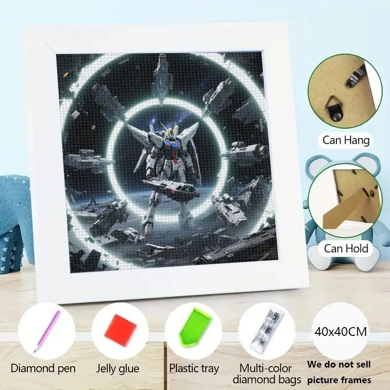 

1PC 5D DIY Full Drill Diamond Painting Kit, Epic Gundam Mecha Robot Space Anime Wall Art, Cosmic Sci-Fi Future Theme Rhinestone